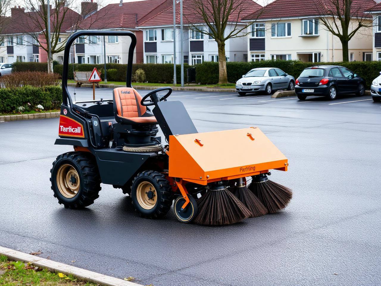 Sopning av parkeringsyta hos en bostadsrättsförening i Arboga